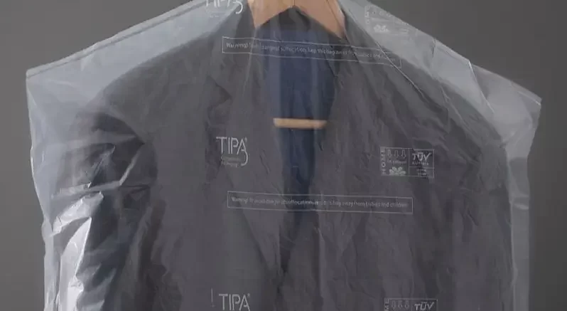 Image of suit in plastic covering